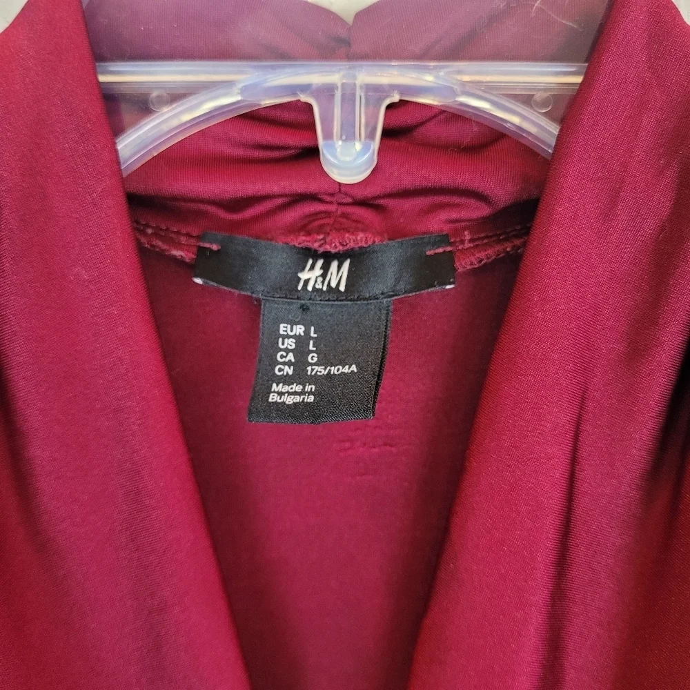 H&M burgundy scoop neck drape front sleeveless dress Y2K indie sleaze slinky L - Picture 3 of 9